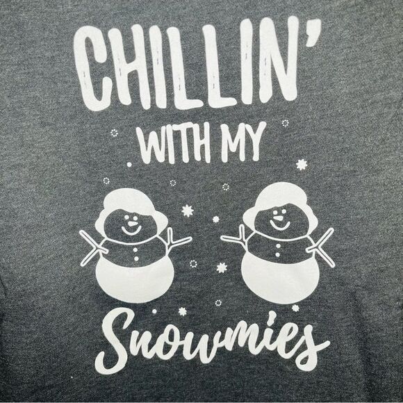 Modcloth Next Level Apparel Gray Zip Up Hoodie Snowman Holiday Design L NWOT - Picture 8 of 11